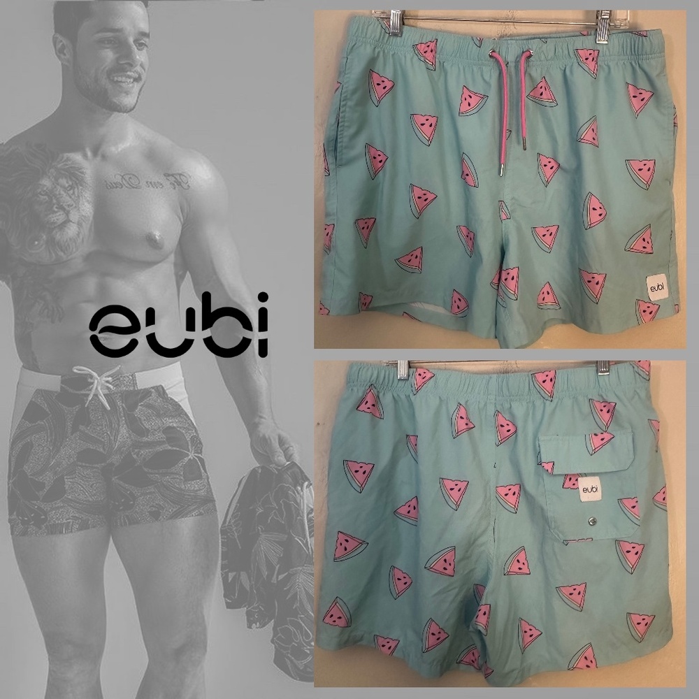Eubi Swim Trunks XL Gently worn 36-42" waist 4.5" inseam 90% polyester/10% lycra